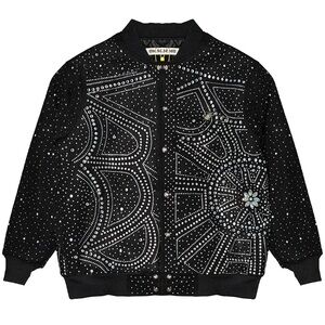 Spiderweb Crystal Varsity Jacket Black Size XL